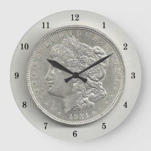 Morgan Silver Dollar Wall Clock 1921 Große Wanduhr