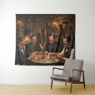Morgan Wyatt Virgil Earp Doc Holiday beim Pokern Wandteppich