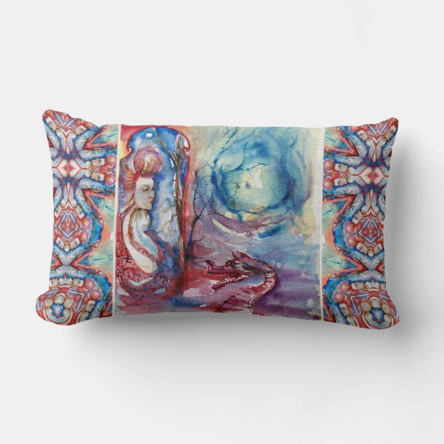 MORGANA LE FAY Magic & Mystery Pink Blue Fantasy Lendenkissen (Vorderseite)