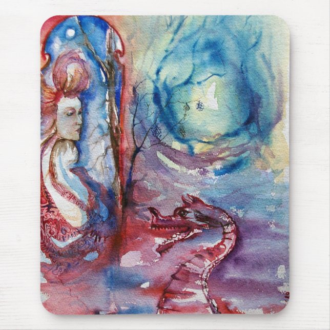 MORGANA / Magie und Geheimnis, rosa Blaue Fantasie Mousepad (Vorne)