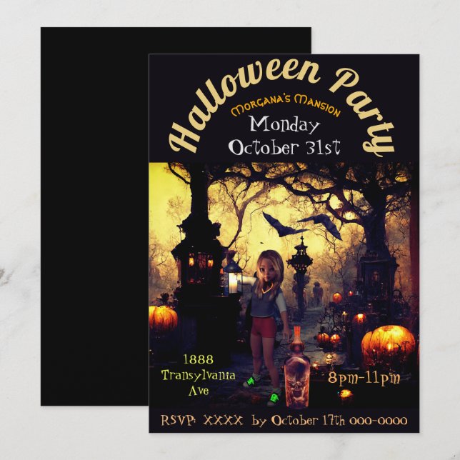 Morgana's Mansion Halloween Invitation personnalis (Devant / Derrière)