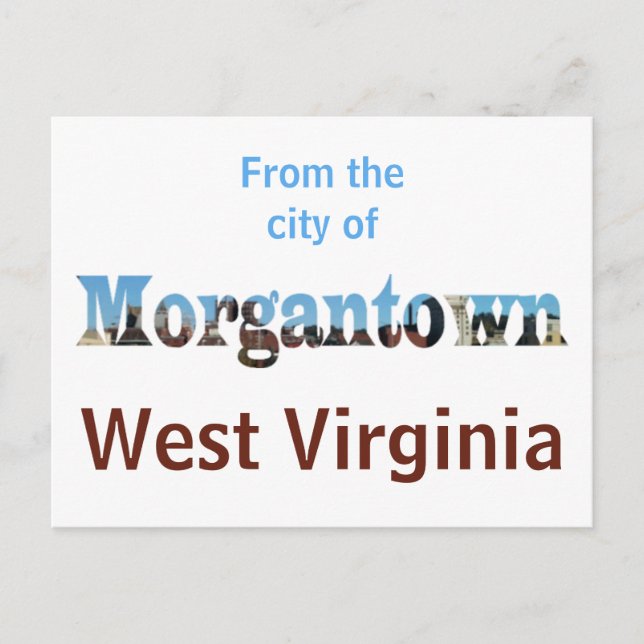 Morgantown WV Skyline Word Cutout Postkarten (Vorderseite)