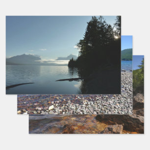 Morgen am Lake McDonald im Glacier-Nationalpark Geschenkpapier Set