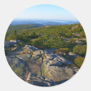 Morgen auf dem Cadillac Mountain in Acadia Runder Aufkleber