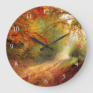 Morgen Autum Wald Große Wanduhr