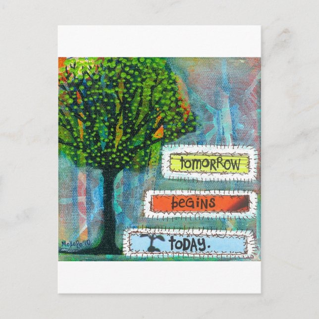 Morgen beginnt heute postkarte (Vorderseite)