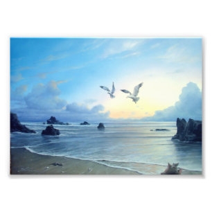 Morgen-Gezeiten-Strand-Thema-Druck Fotodruck