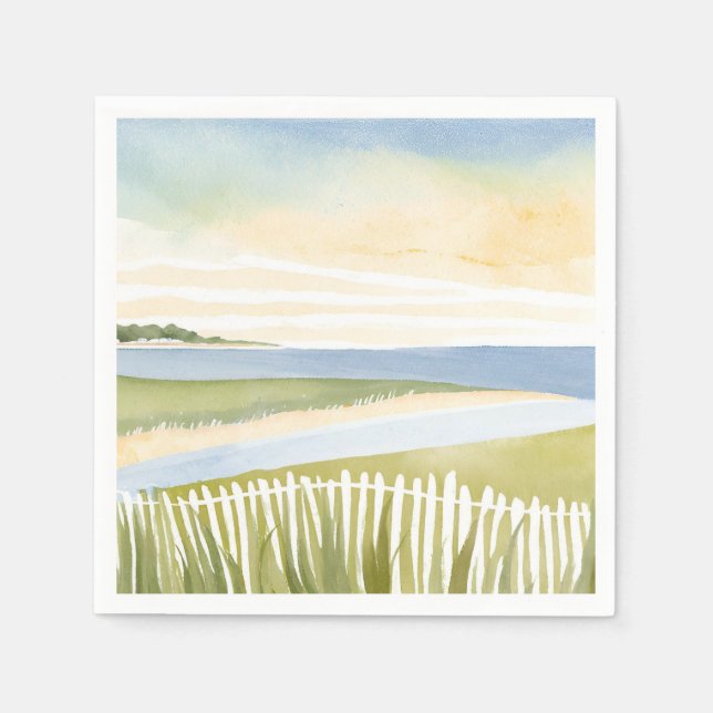 Morgen in Chatham | Cape Cod Aquarellmalerei Serviette (Vorderseite)