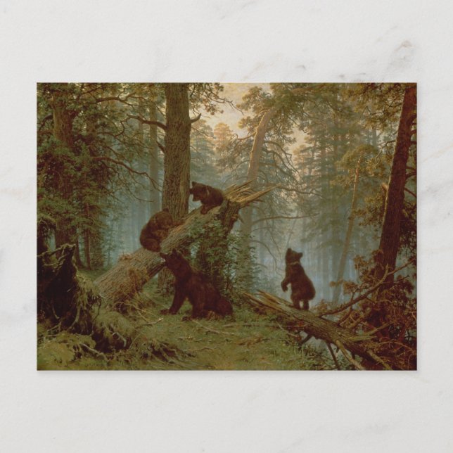 Morgen in einem Kiefernwald, 1889 Postkarte (Vorderseite)