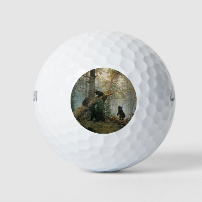 Morgen in einem Kiefernwald (Bären im Wald) Golfball (Vorderseite)
