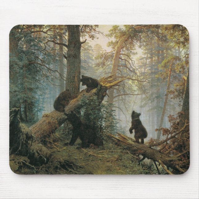 Morgen in einem Kiefernwald (Bären im Wald) Mousepad (Vorne)