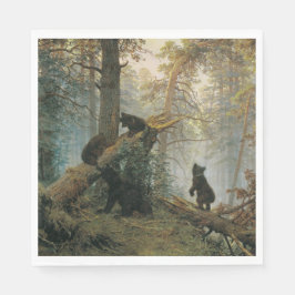 Morgen in einem Kiefernwald (Bären im Wald) Serviette