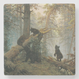 Morgen in einem Kiefernwald (Bären im Wald) Steinuntersetzer