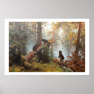 Morgen in einem Kiefernwald Poster