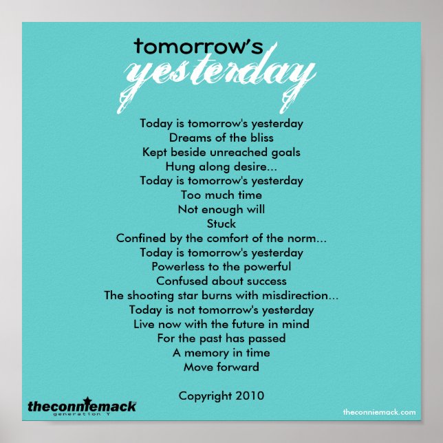 Morgen ist gestern Poster (Vorne)