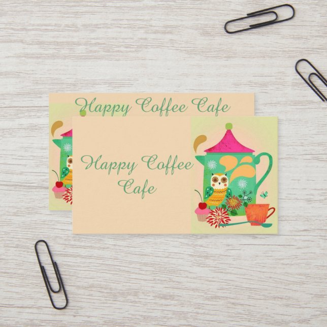 Morgen-Kaffee-Eule Visitenkarte (Vorderseite/Rückseite Beispiel)