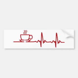 Morgen-Kaffee-Herzschlag EKG Autoaufkleber