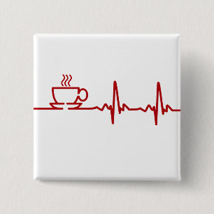 Morgen-Kaffee-Herzschlag EKG Button