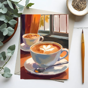 Morgen-Latte   Kaffee-Aquarellmalerei Postkarte