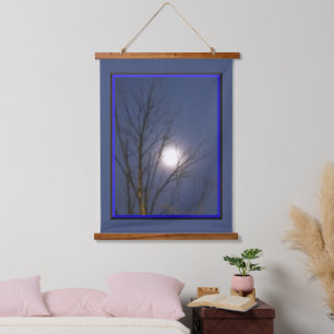 Morgen Mondlicht Holz Vertäfelter Wandteppich Mit Holzrahmen