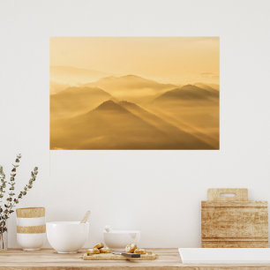 Morgen Nebel Hügel Schichten Sonnenaufgang Poster