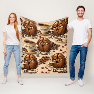 Morgen schlafende Kaffeebohne lustiges wiederholte Fleecedecke