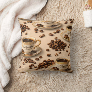 Morgen, schläfrige Kaffeebohne lustig nachvollzieh Kissen