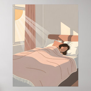 Morgen Sonne Schlafzimmer Gemütlich Minimalistisch Poster