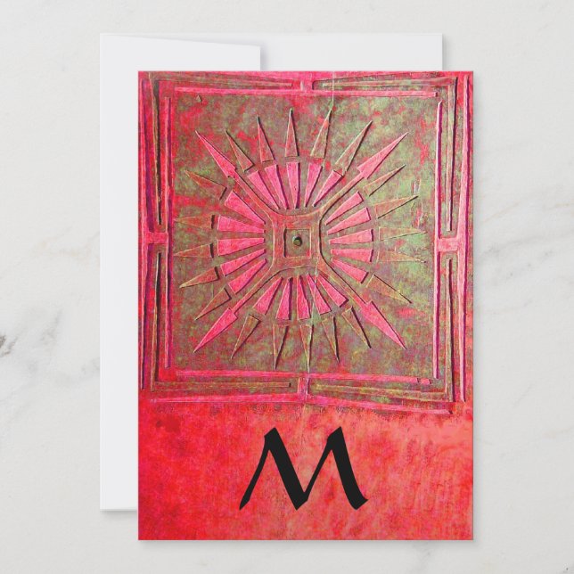 MORGEN STAR MONOGRAM , antik hell rot Ankündigung (Vorderseite)