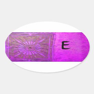 MORGEN STAR MONOGRAM, rosa violett, lila Ovaler Aufkleber