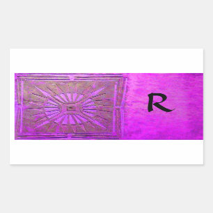 MORGEN STAR MONOGRAM, rosa violett, lila Rechteckiger Aufkleber