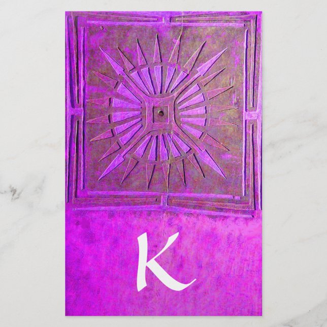 MORGEN STAR MONOGRAM, violett lila weiß Briefpapier (Vorderseite)