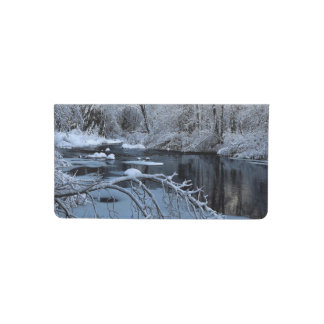 Morgen Sun auf Schnee bedeckte Sheepscot Fluss