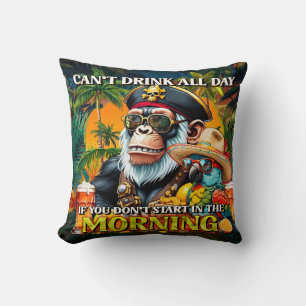 Morgenapfel und Papagei Pirate Drink den ganzen Ta Kissen