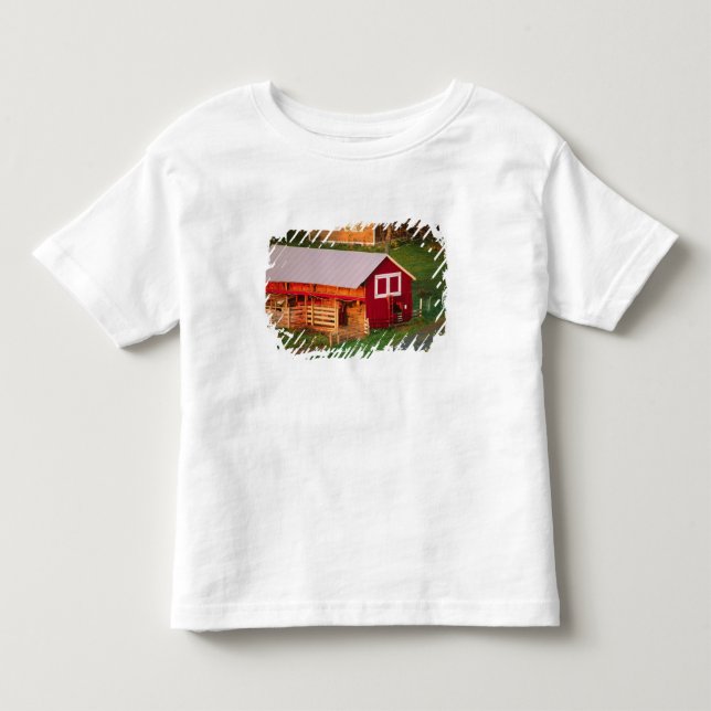 Morgenaufgaben auf dem Bauernhof. USA, Vermont, Kleinkind T-shirt (Vorderseite)