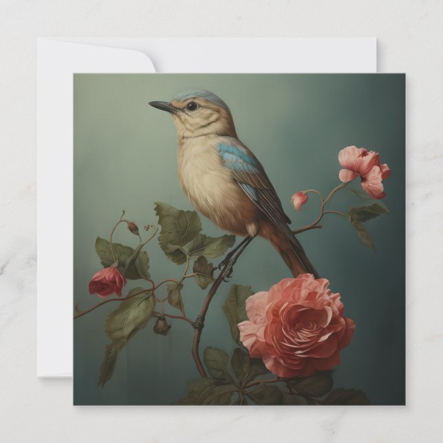 Morgenblauer Vogel-Flachkarte (Vorderseite)