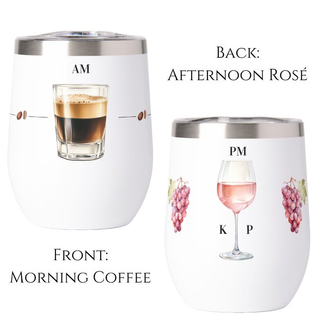 Morgencoffee Abend Rosé Wine Time Tumbler (morning coffee afternoon rosé wine tumbler)