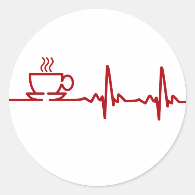 Morgencoffee Heartbeat EKG Runder Aufkleber (Vorderseite)