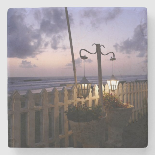 Morgendämmerung am Strand Steinuntersetzer (Vorderseite)