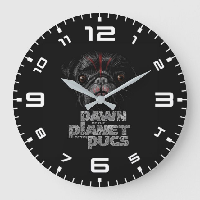 Morgendämmerung des Planeten der Möpsen Große Wanduhr (Vorderseite)