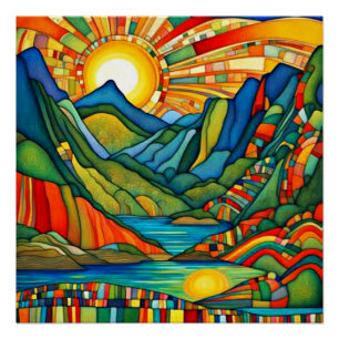 Morgendämmerung über Fjord 9 Poster