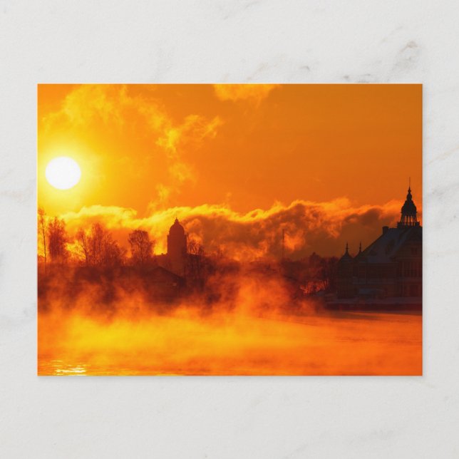 Morgendlicher Sonnenaufgang in Helsinki, Postkarte (Vorderseite)