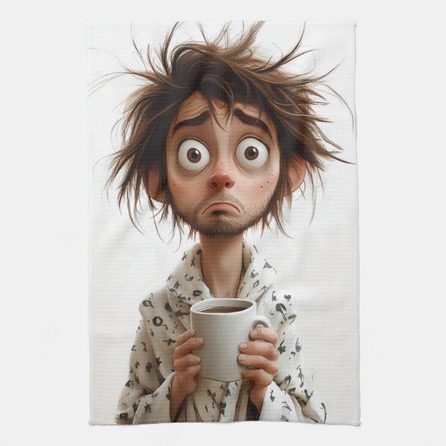 Morgengrauen: Kaffee zuerst, Fragen später Geschirrtuch (Vertikal)