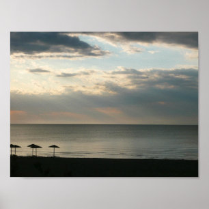 Morgenhimmel über Strand in Griechenland Landschaf Poster