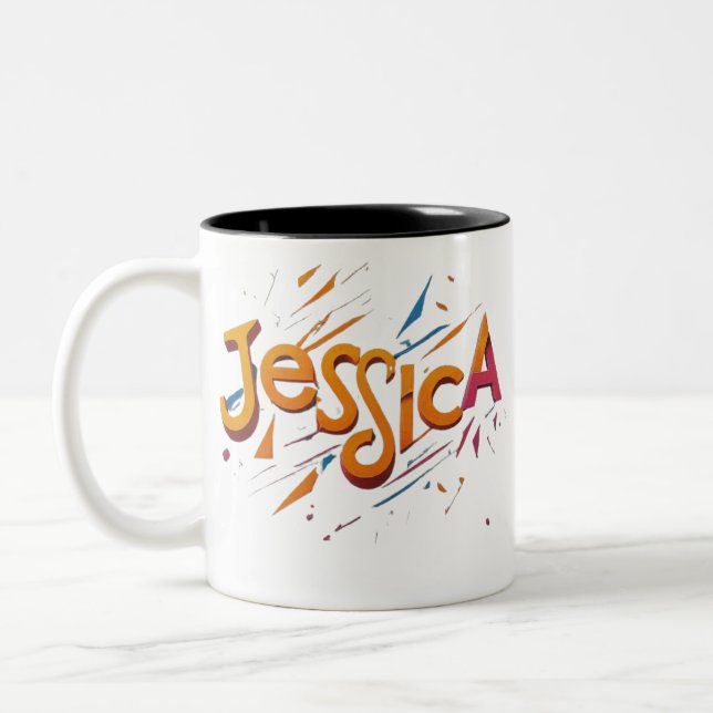 Morgenkaffee für Arbeiterdame Zweifarbige Tasse (Links)