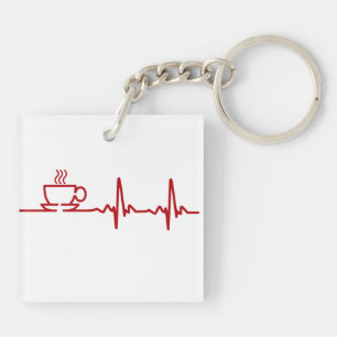 Morgenkaffee Heartbeat EKG Schlüsselanhänger