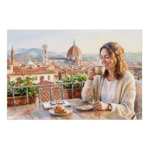 Morgenkaffee in Florenz Poster
