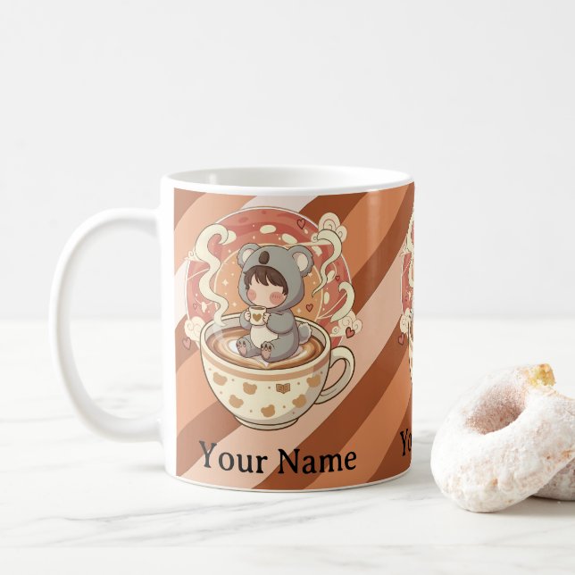 Morgenkaffee Kawaii Chibi Koala Kaffeetasse (Mit Donut)