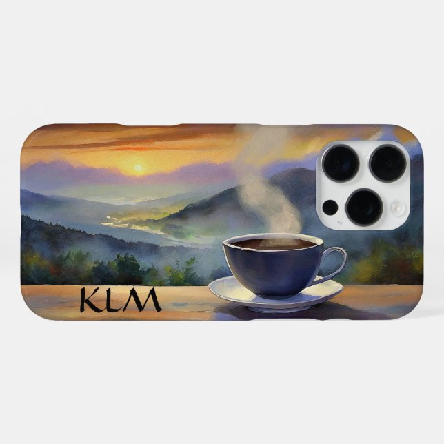 Morgenkaffee-Monogramm iPhone 16 Pro Max Hülle (Rückseite (Horizontal))