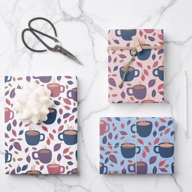 Morgenkaffee Niedlicher Pastell Geschenk Set Geschenkpapier Set (Vorderseite)